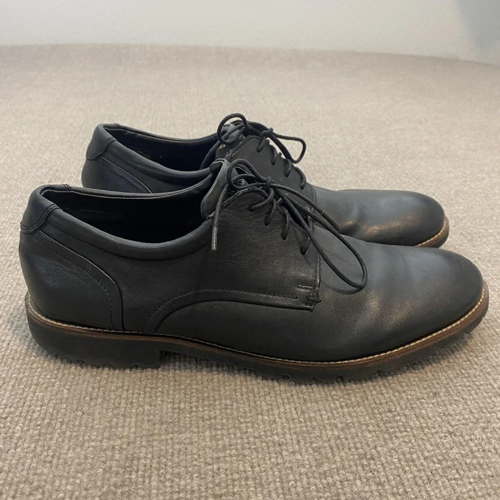 Rockport Shoes Mens Size 11 M Black Leather Derby Dress Comfort TruTECH V74248